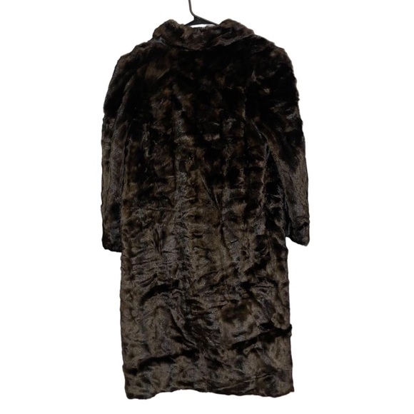 Vintage Tissavel of France Hillmoor New York Brown Faux Fun Coat Size L - Picture 2 of 3